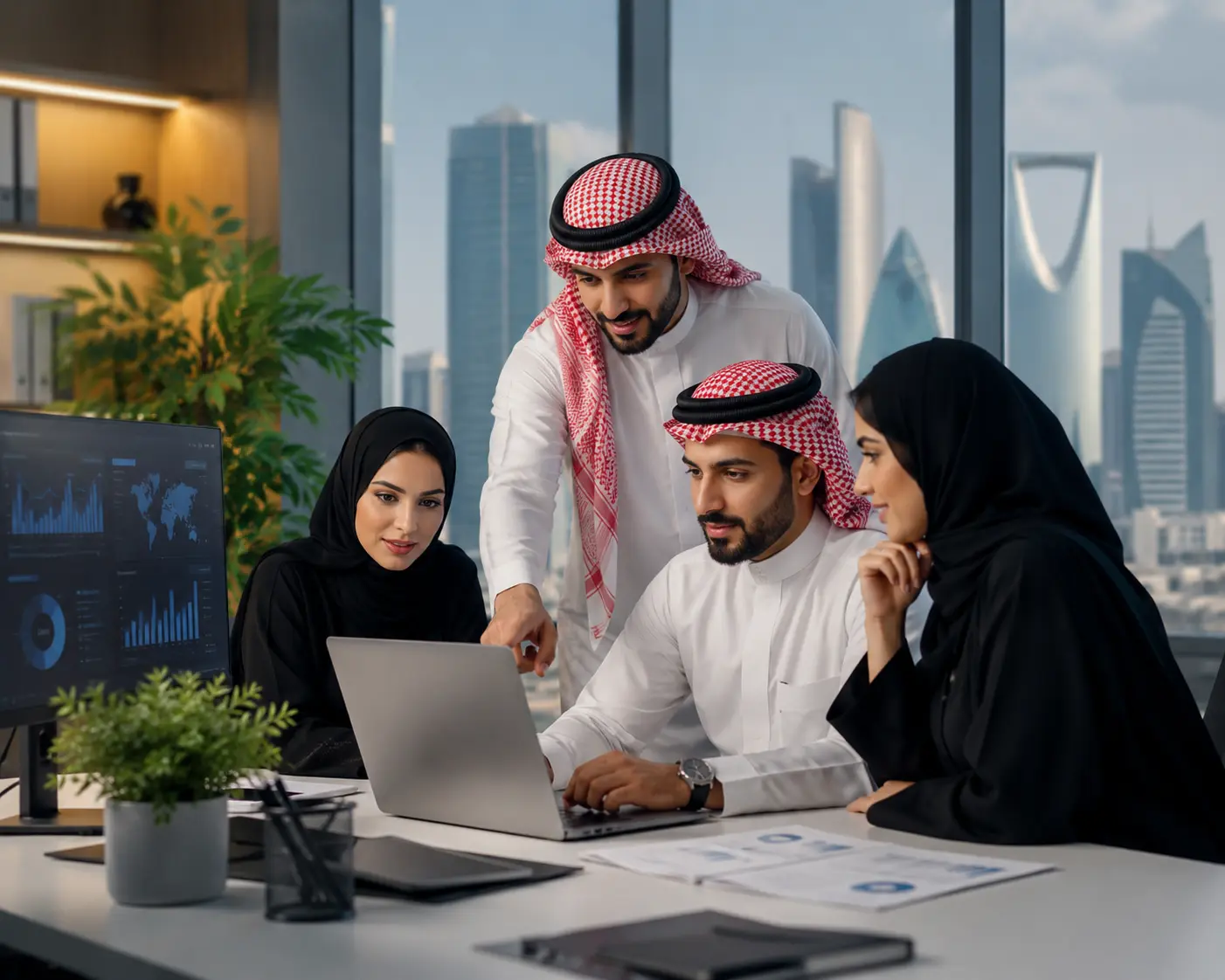 IT Solution team collaborating in a modern office in Riyadh Saudi Arabia
