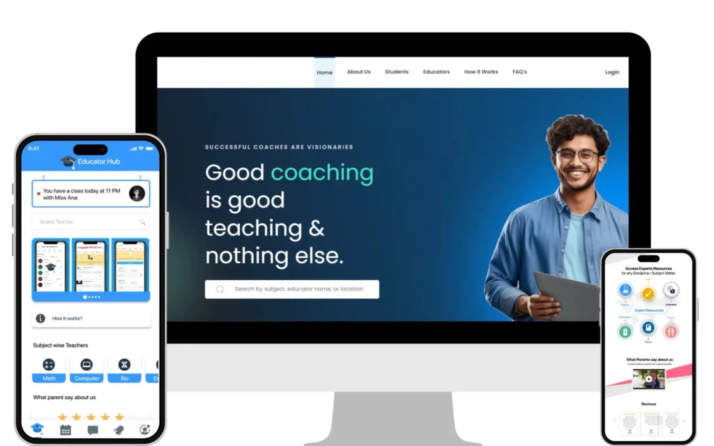 Educator Hub: Online Learning and Tutor Marketplace — project web and mobile interfaces