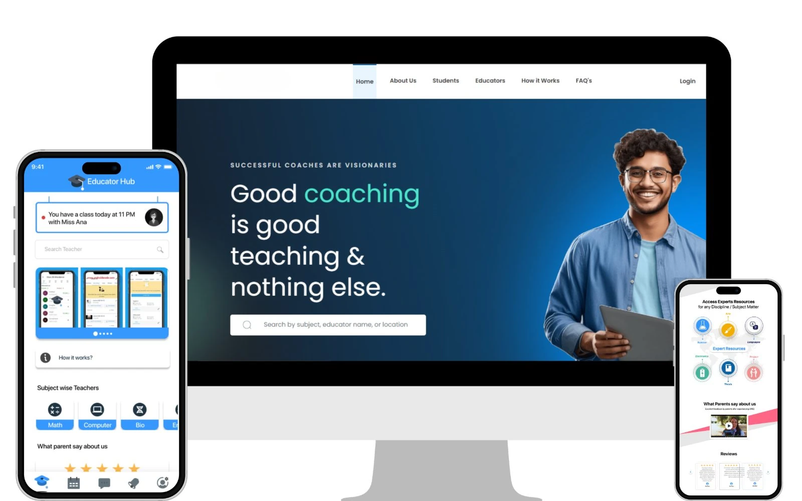 Educator Hub: Online Learning and Tutor Marketplace — project web and mobile interfaces