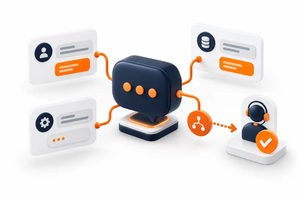 Business chatbot and conversation routing illustration