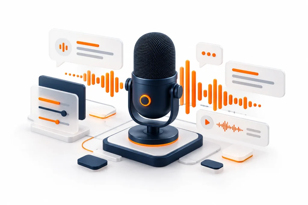 AI voice assistant and audio conversation illustration