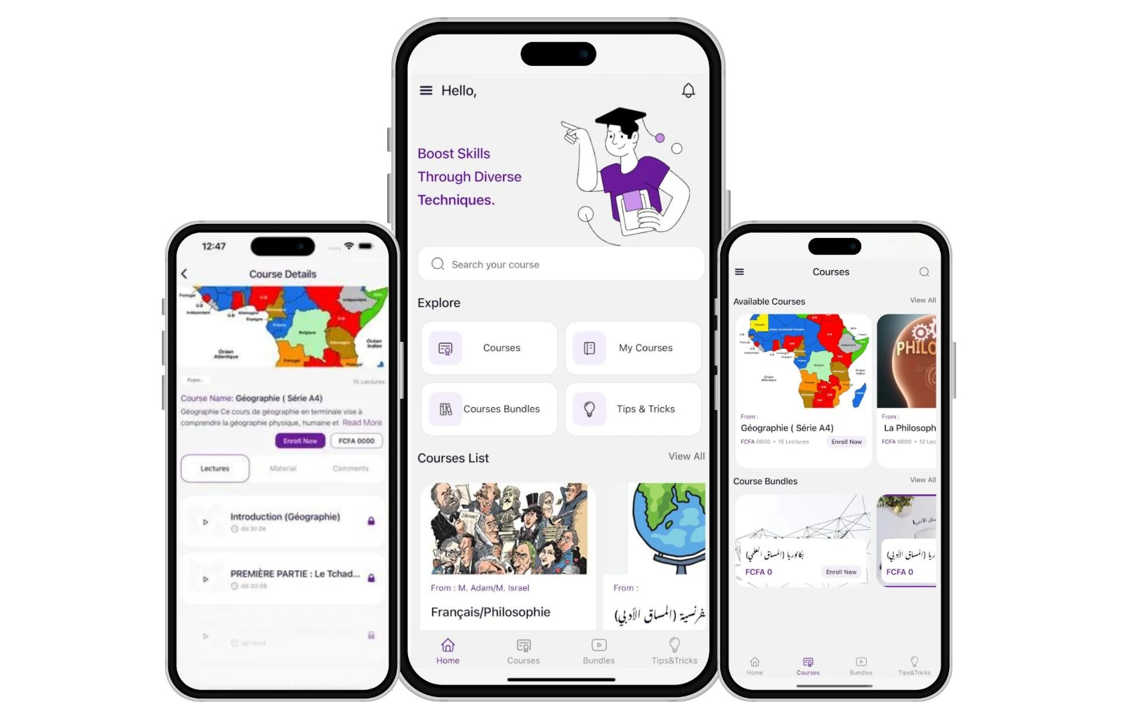 PrépaBac Tchad: Mobile Exam Preparation Platform — project web and mobile interfaces